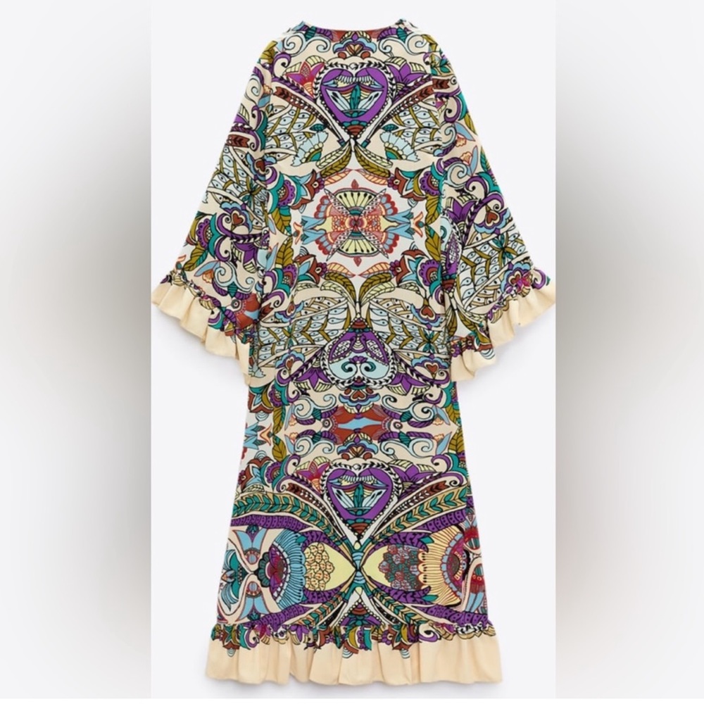 Zara - Printed Midi Dress - Multicolored - Size XS - pre Owned